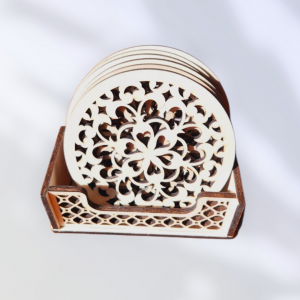 Holz Untersetzer Set 6er - Runde Lasergravierte Tischuntersetzer