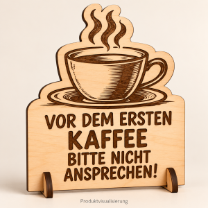 Holzschild „Vor dem ersten Kaffee“ – lustige Tischdeko