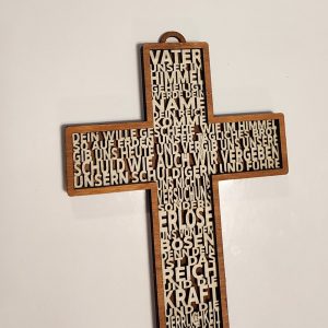 Vaterunser-Kreuz aus Holz – Wanddekoration