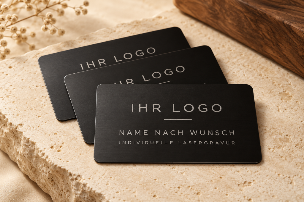 Aluminium-Visitenkarten mit Lasergravur – 10er-Set in 10 Farben