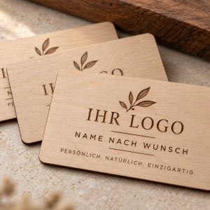 Holz-Visitenkarten mit Lasergravur – personalisiertes 10er-Set